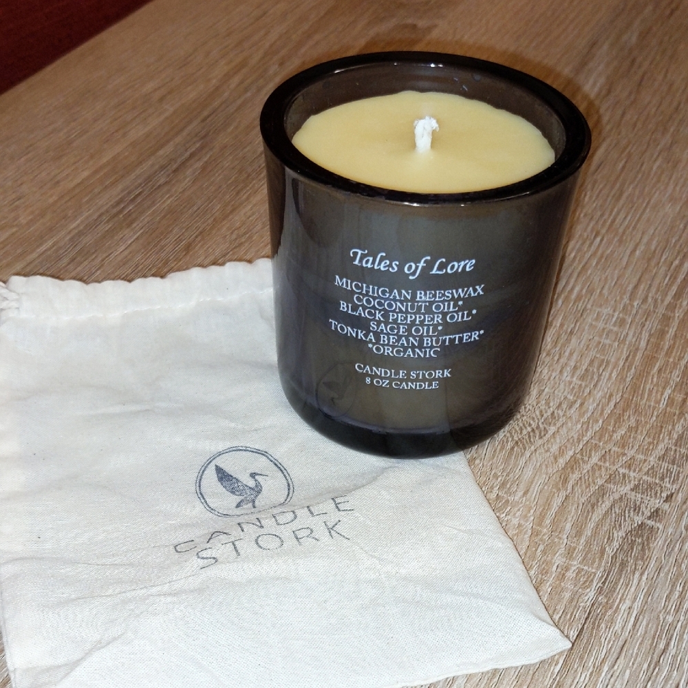Beeswax Candle Organic 45 Hours Candle Stork New With Dust Bag